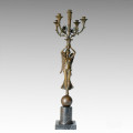 Candle Holder Estátua ângulo Menina Candlestick Bronze Escultura Tpch-052 (J)